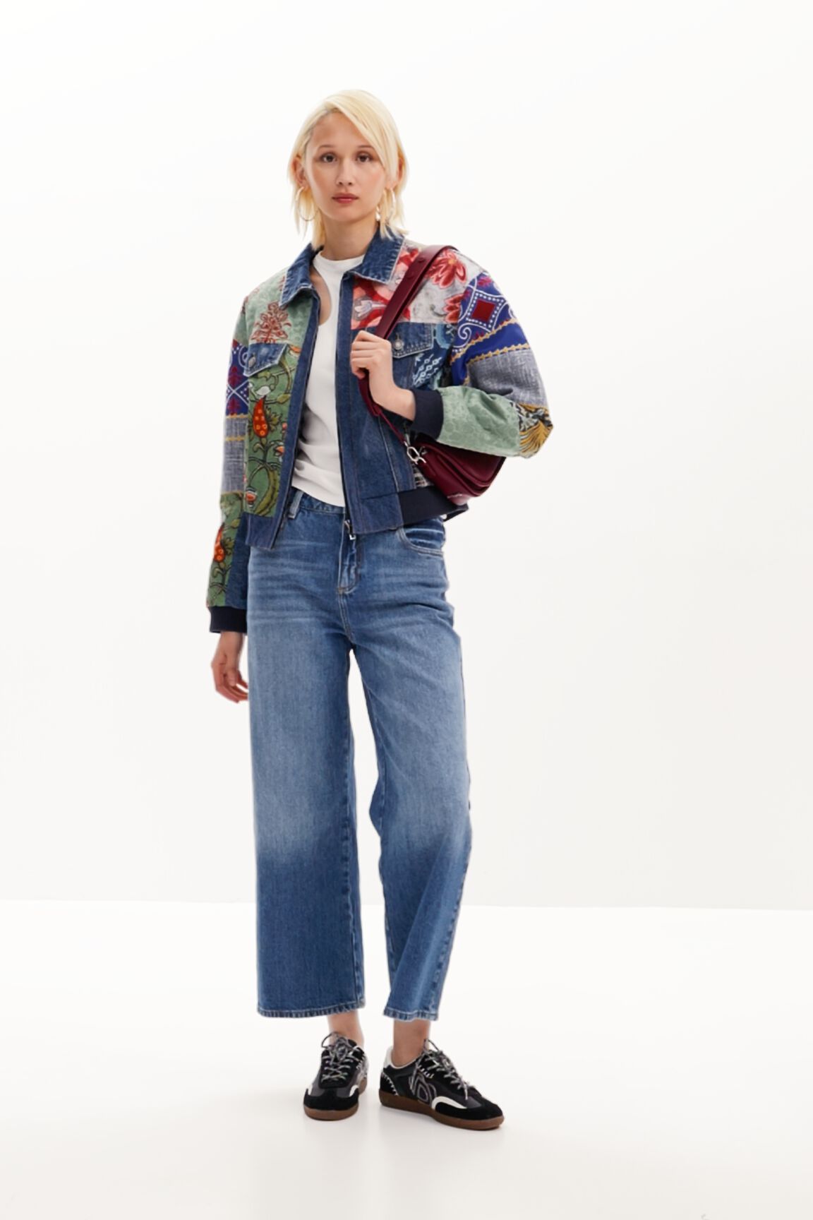 Jaqueta patchwork de jeans