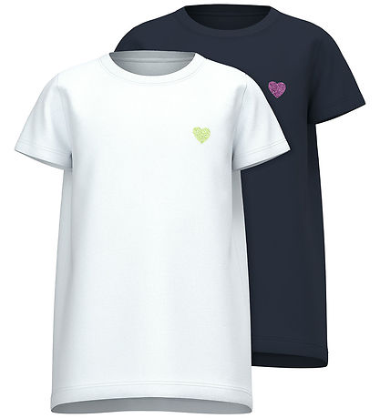 Name It T-Shirt - NkfVioline - 2er-Pack - Loose - Navy Blazer/Br