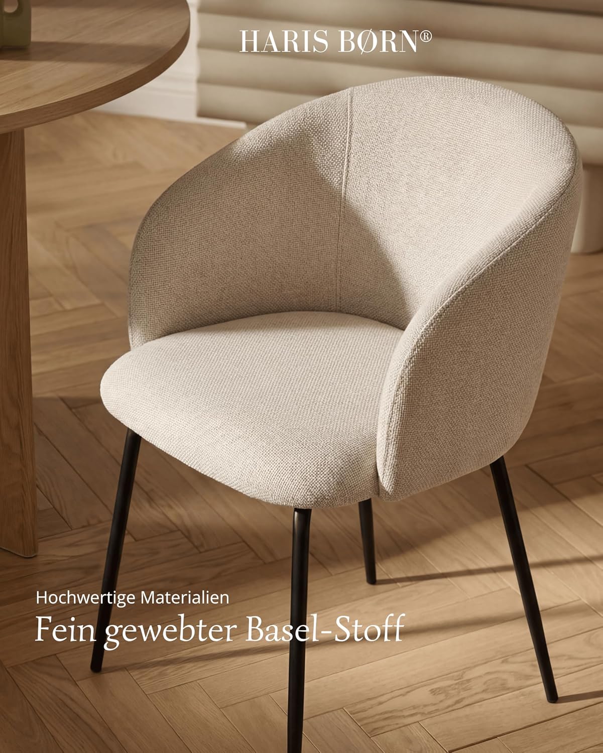 Design Dining Room Chairs (2er Set) Beige - skandinavische Esszimmerstühle in Zeitloser Form, Premium Polsterstuhl Esszimmer, moderner Dining Chair, 30 Tage risikofrei testen