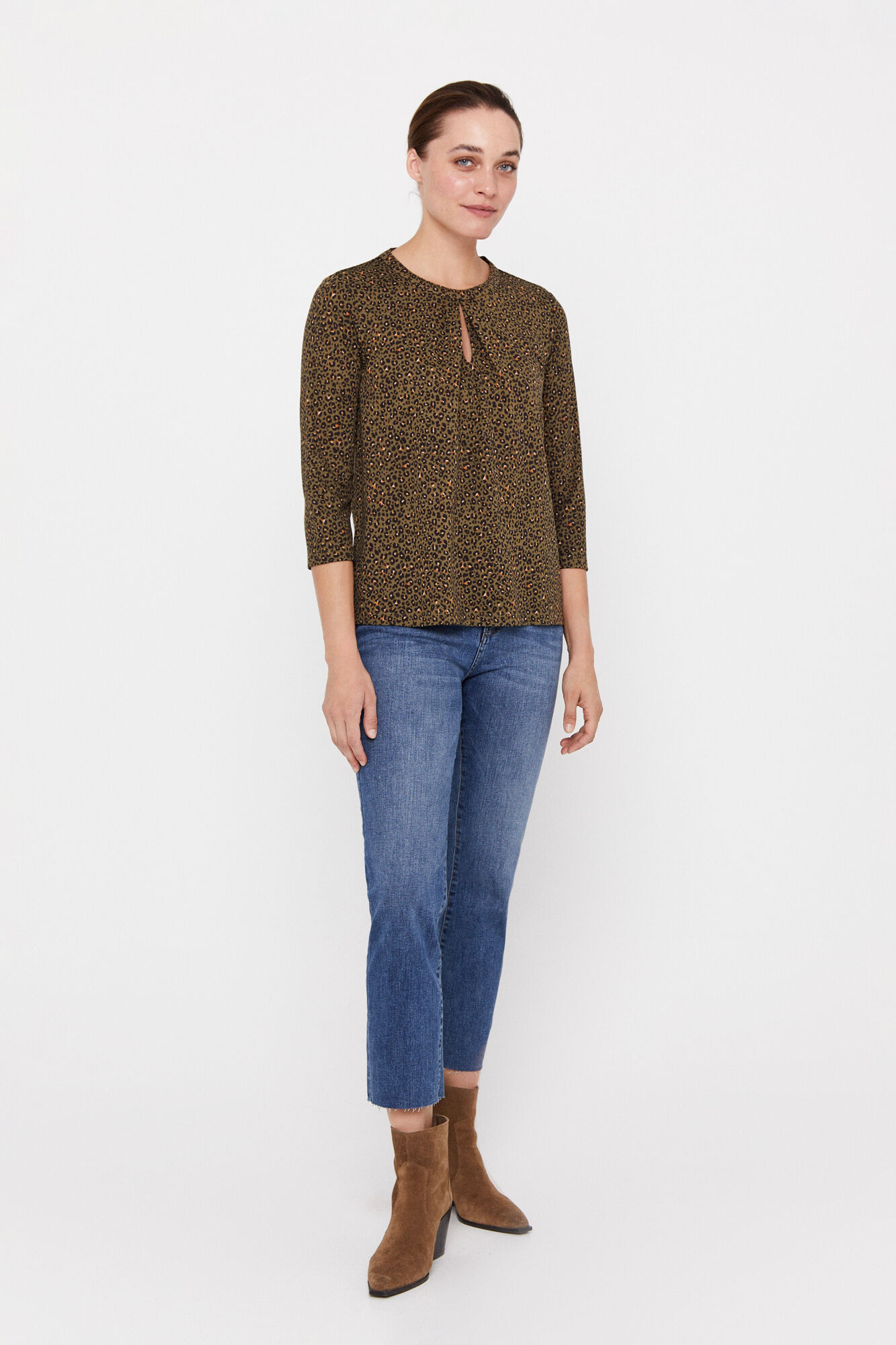 Blusa de malha plissada - Estampa verde