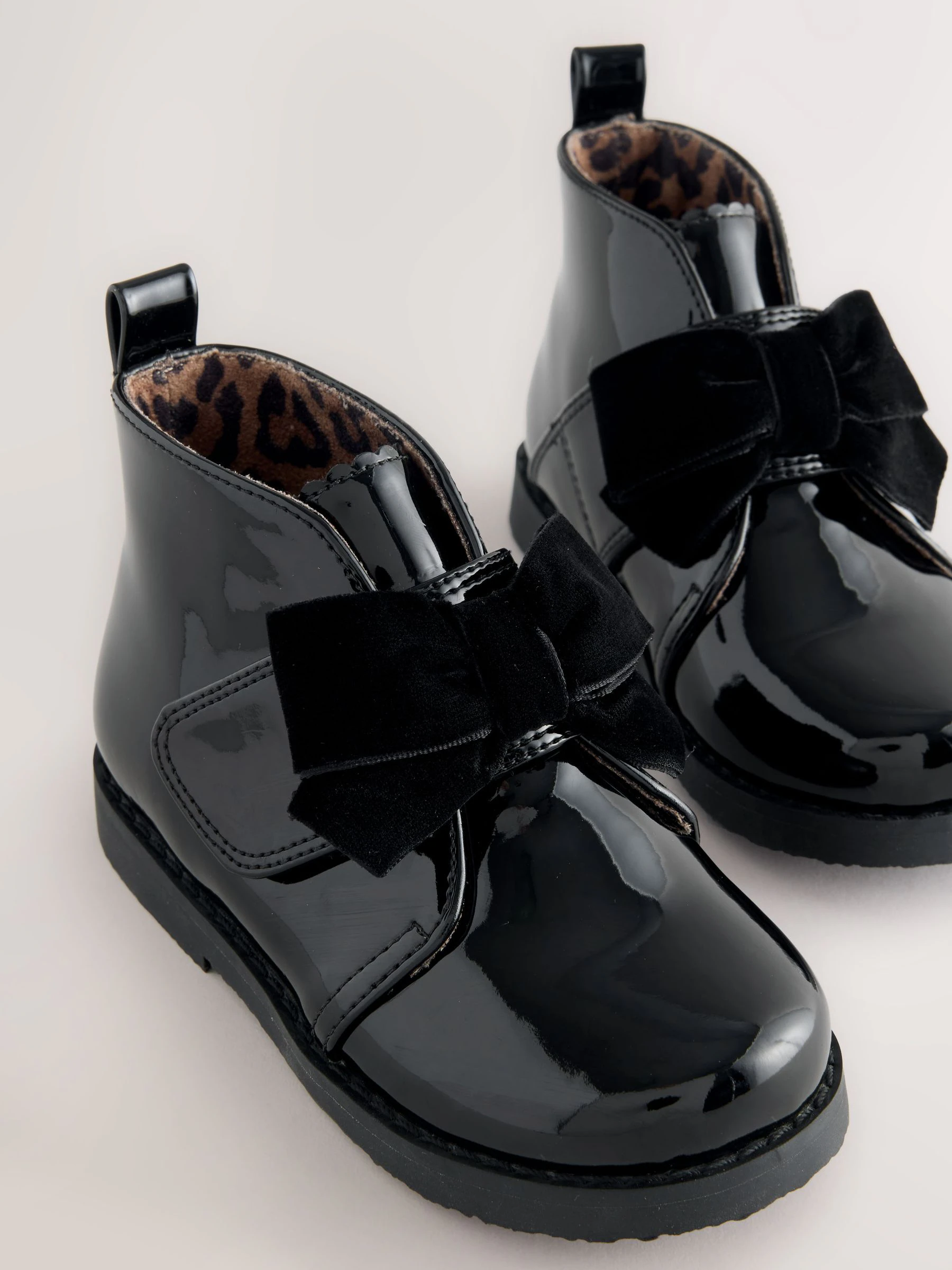 Zwart lak - Bow Detail Ankle Boots