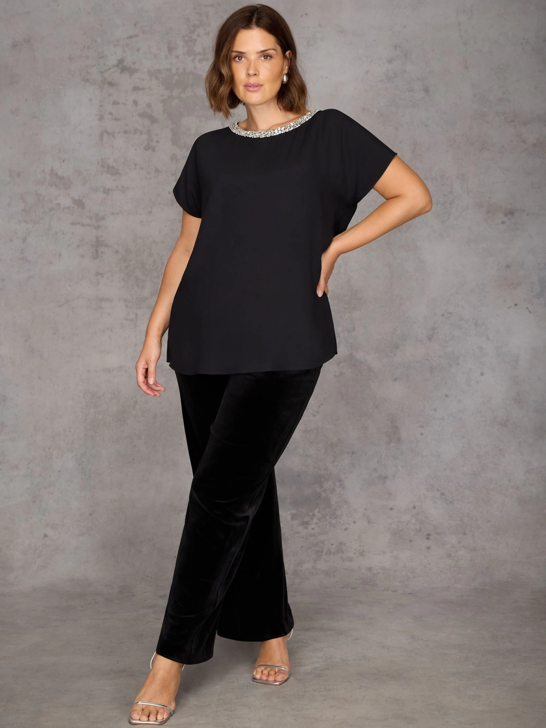 Live Unlimited Embellished Neckline Top