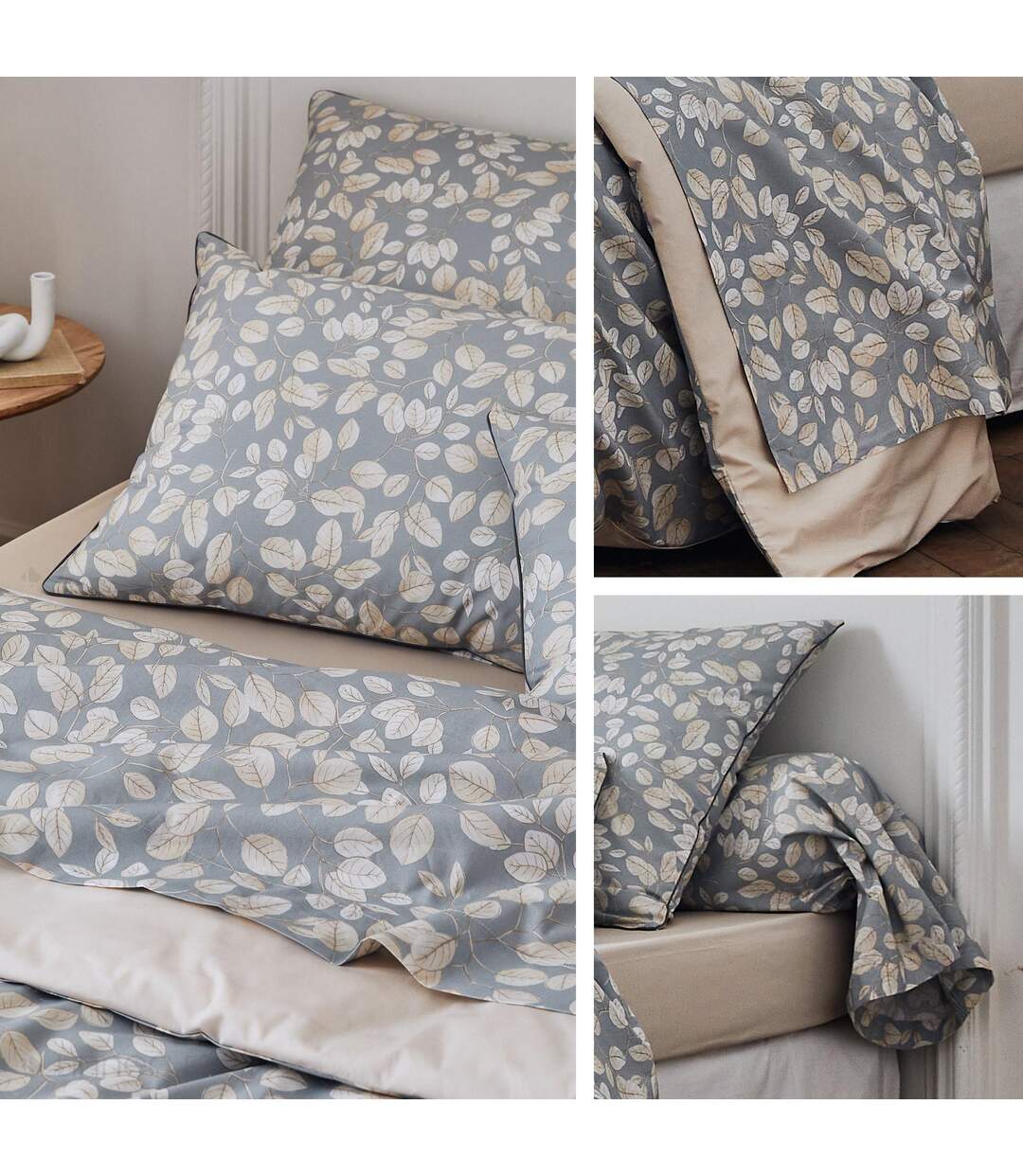 Drap plat 280x310 cm percale coton LISON gris