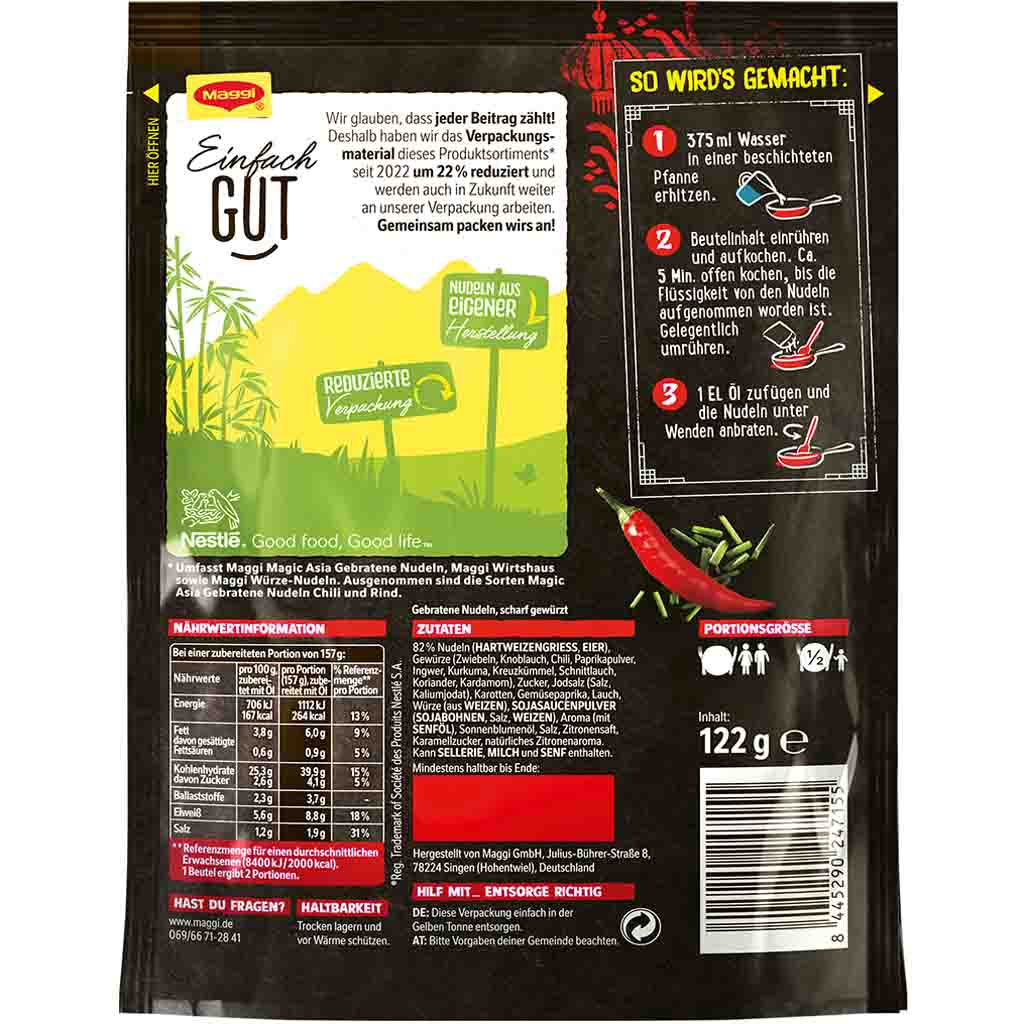 Maggi Magic Asia gebratene Nudeln Chili 122g MHD:30.10.25