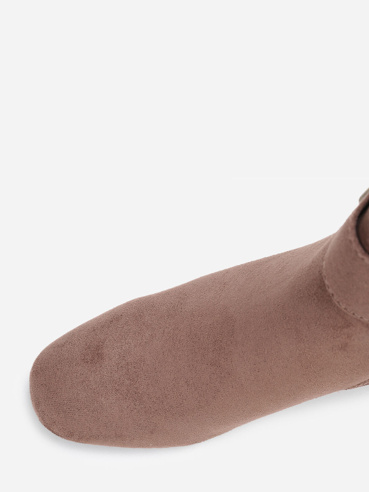 Bottines en suédine à boucle rectangle- Taupe