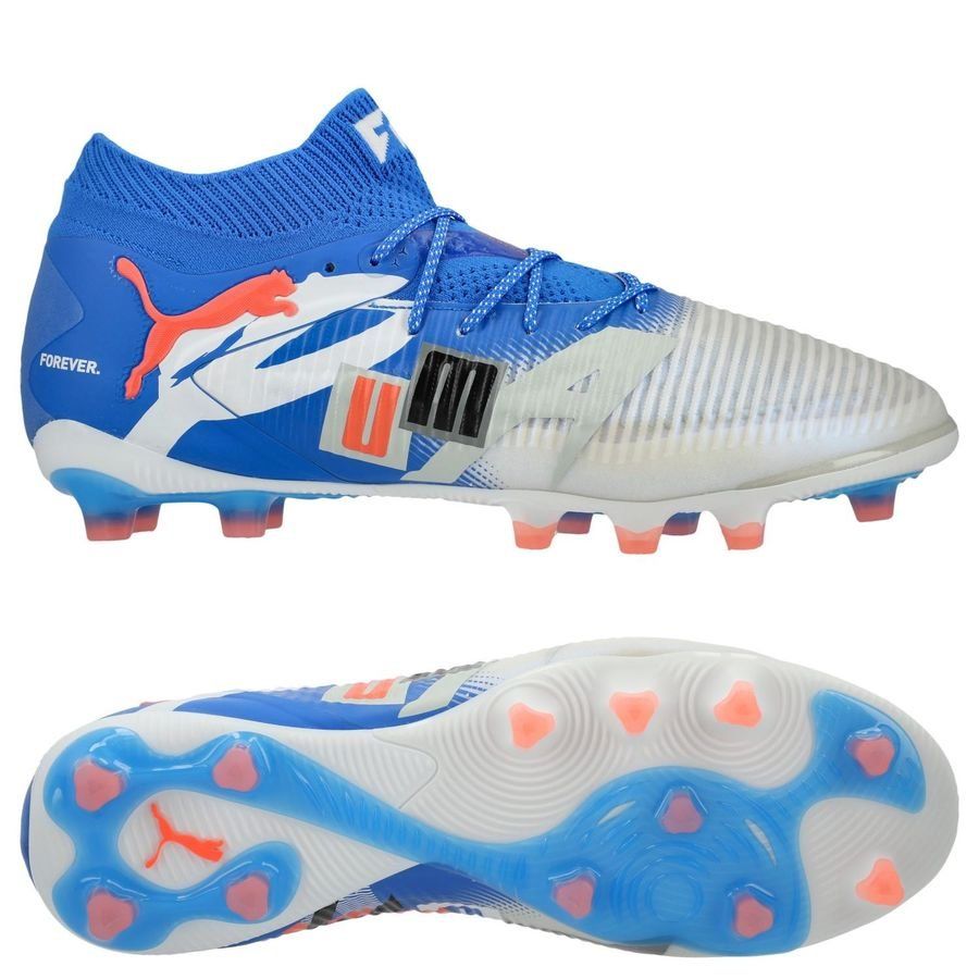 PUMA Future 8 Ultimate AG Forever - Blanc/Bleu/Gris/Noir/Glowing Red ÉDITION LIMITÉE