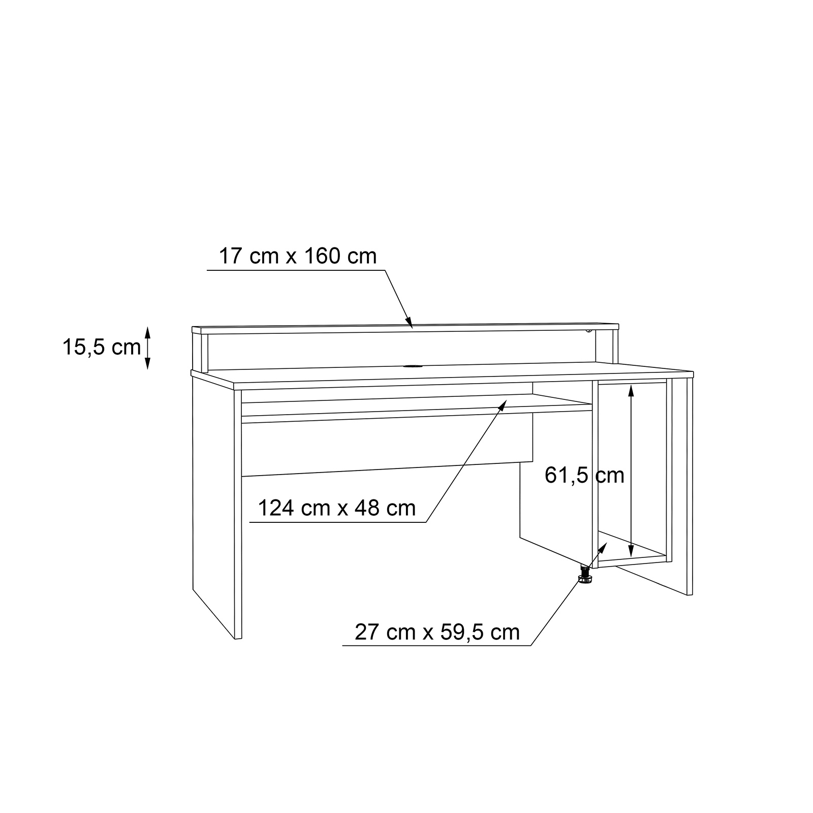 Schreibtisch - schwarz-orange - Ablageflächen - 160 cm breit