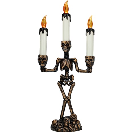 Halloween skeletkandelaber med LED - bronze