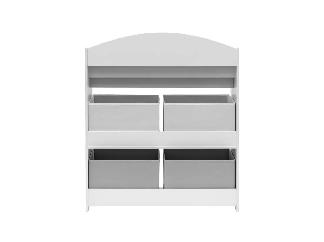 Etagère à Jouets pour Enfants MDF Blanc Gris avec 4 Boîtes