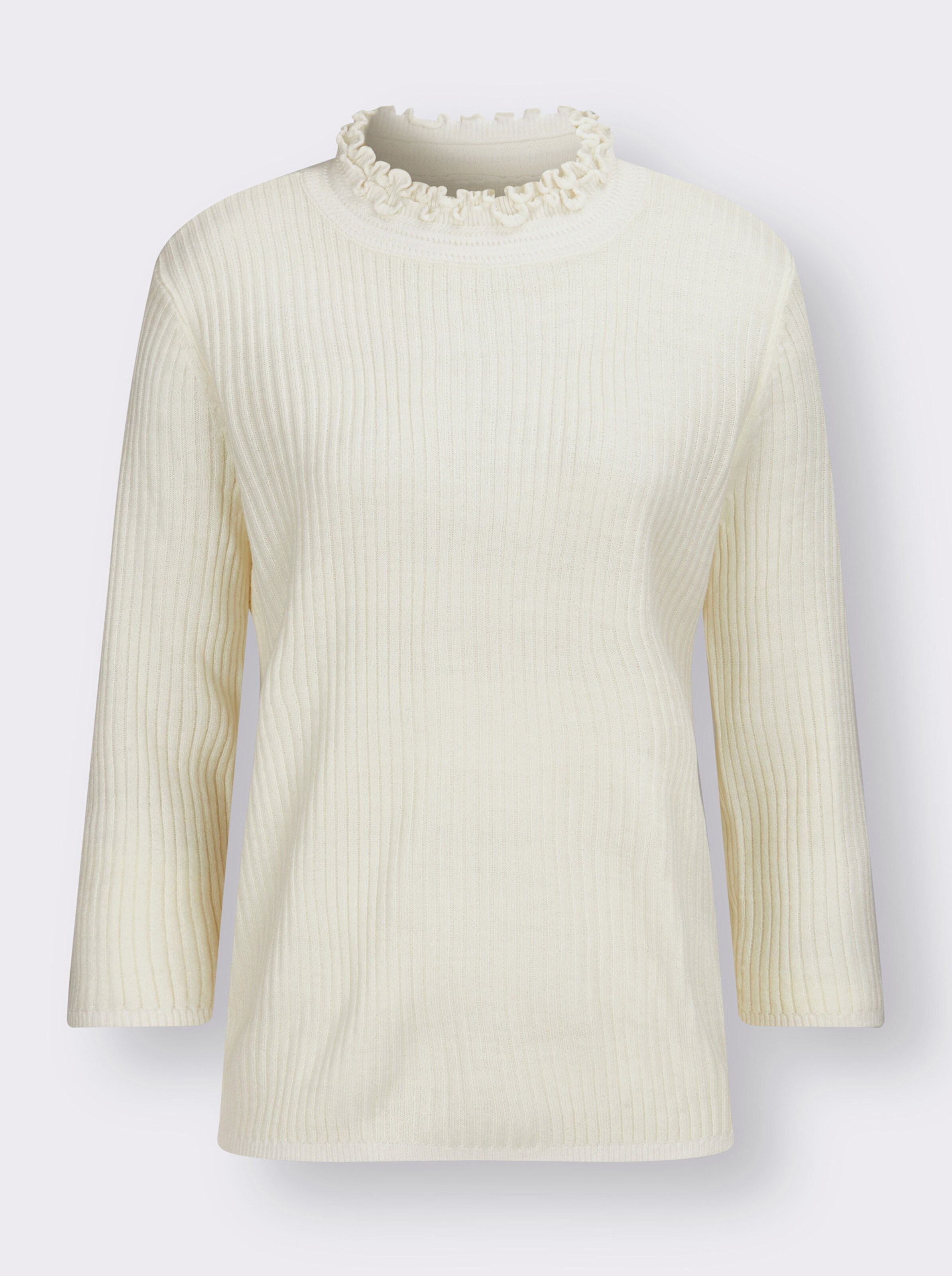 Stehkragenpullover mit Rüschen-Verzierung