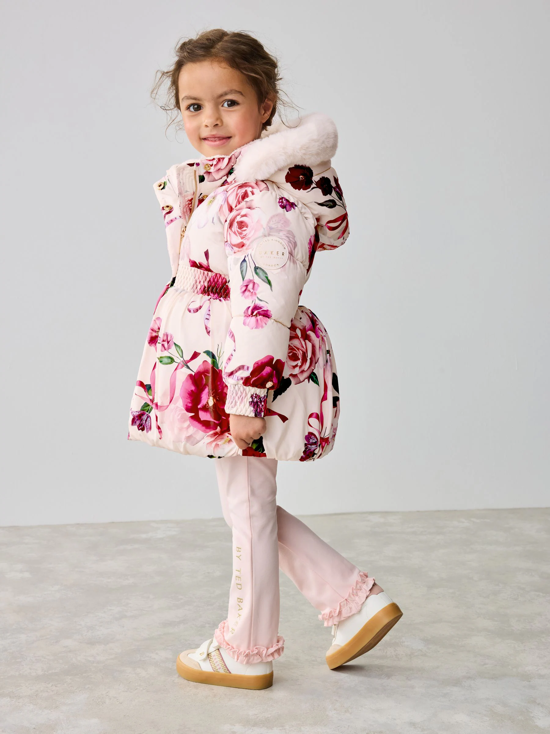 Roze - Baker by Ted Baker - Regenbestendige gewatteerde jas met bubbelzoom