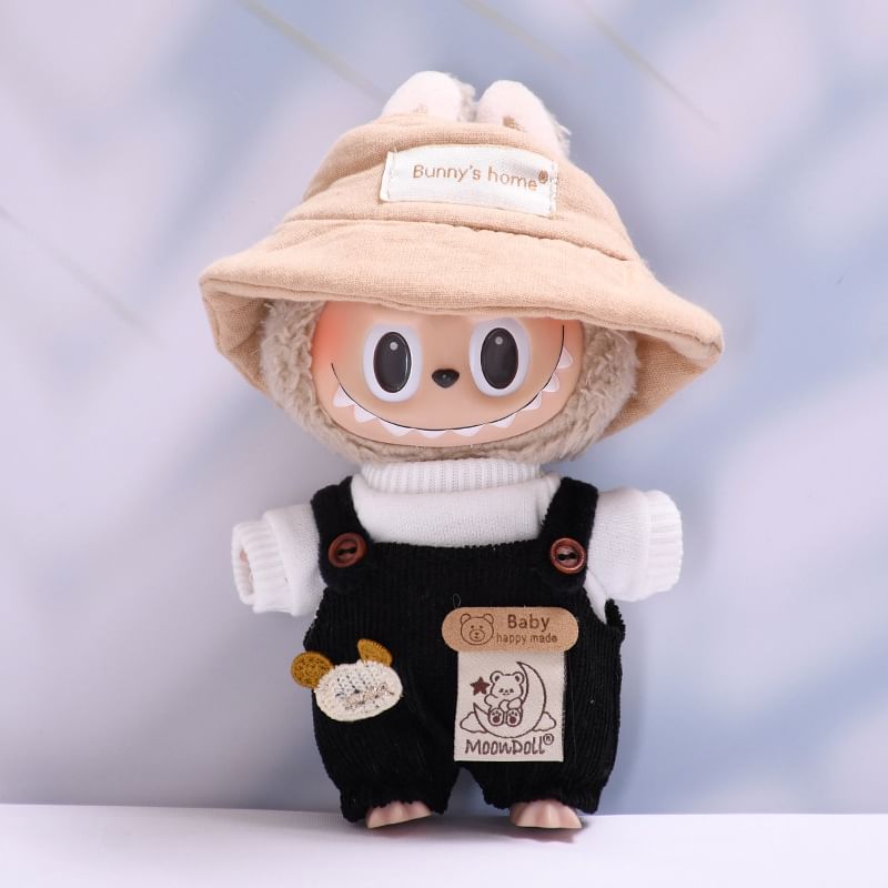 Miumi - Set: Applique Bucket Hat + Top + Dungaree Poppenkleding -17cm
