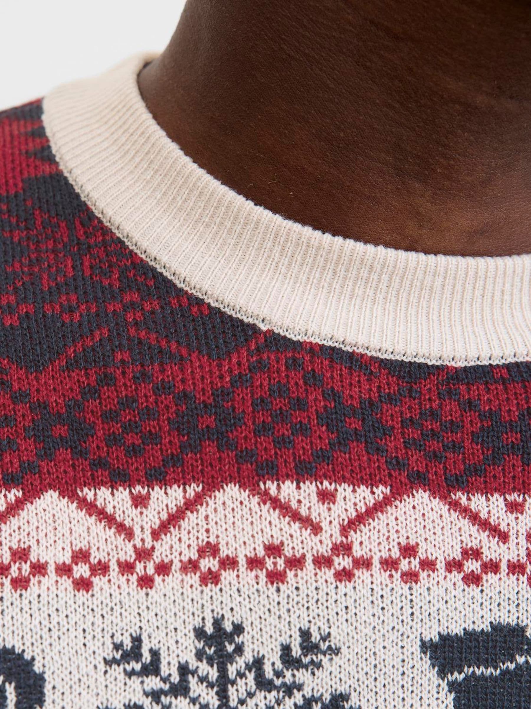 Crème - JACK & JONES trui met kerst-Fairisle-patroon