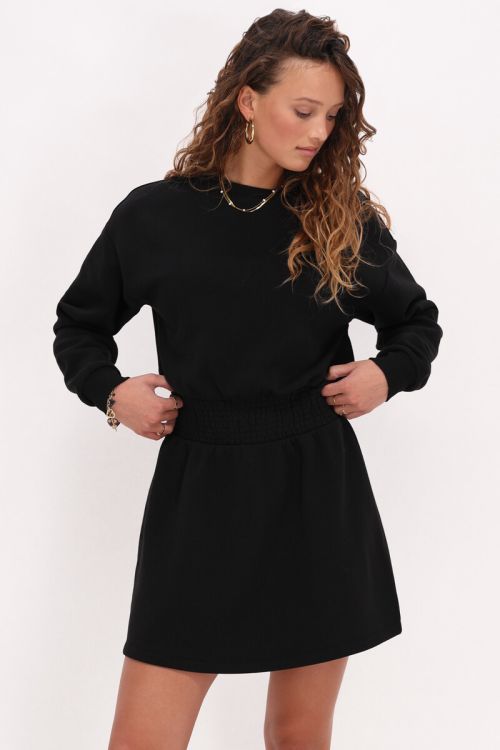 Zwarte sweater jurk met smock
