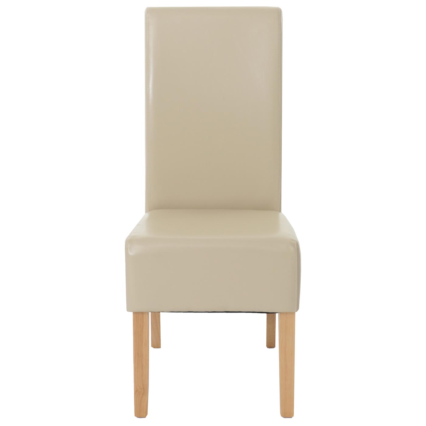 6er-Set Esszimmerstuhl Küchenstuhl Stuhl Crotone, LEDER ~ creme, helle Beine