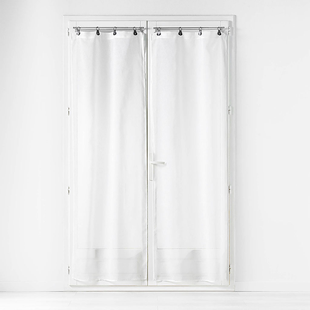 Paire de vitrages à anneaux LINKA polyester blanc 70x200cm