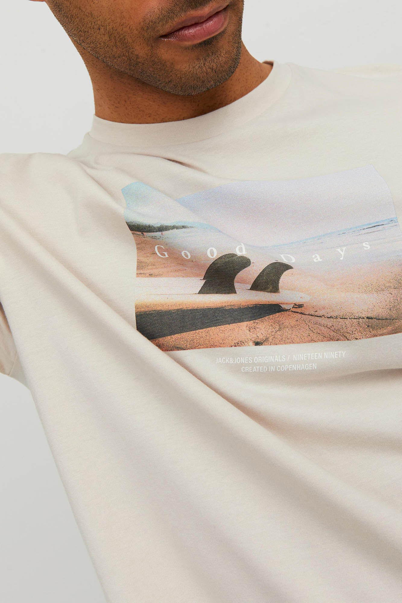 Camiseta de manga curta estampada - Cinza Médio