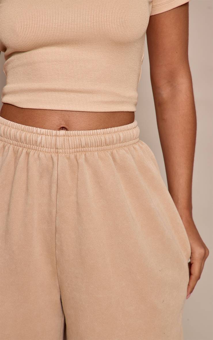 Beige Jogging Ample Petite Taille Jambes Larges Effet Délavé