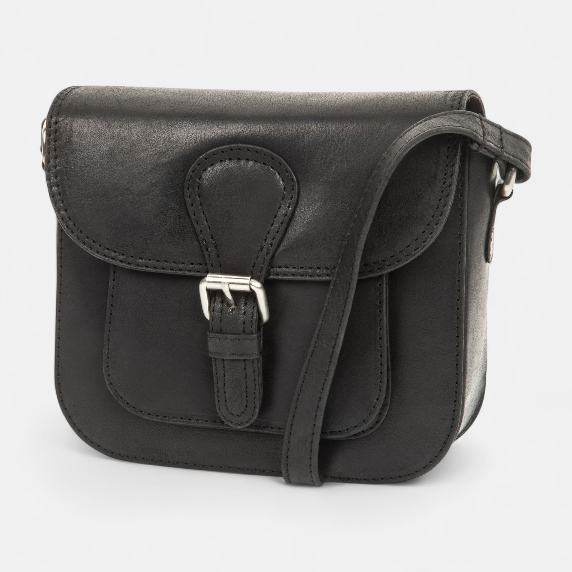 Sac bandoulière en cuir noir