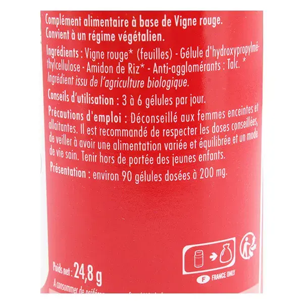 Superdiet Organic Red Vine 90 cápsulas