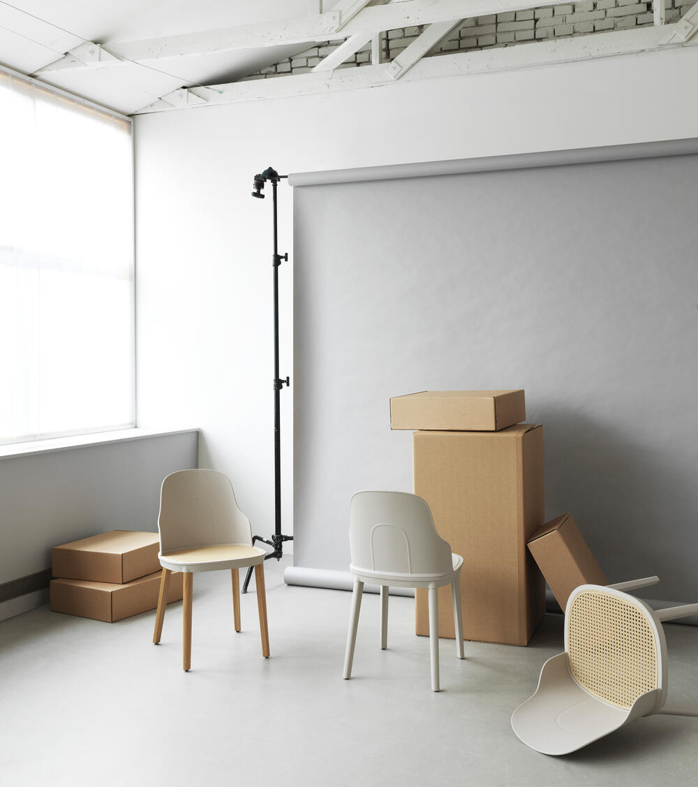 Normann Copenhagen  Allez stol, m/betræk Main Line Flax - grå/egetræ
