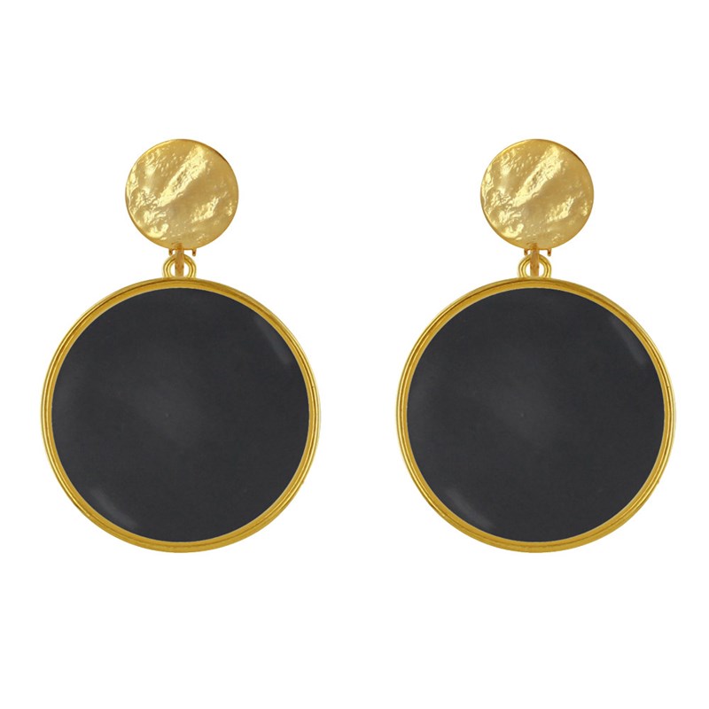 Boucles d'Oreilles Clip Métal Doré Cercle Coloré Translucide