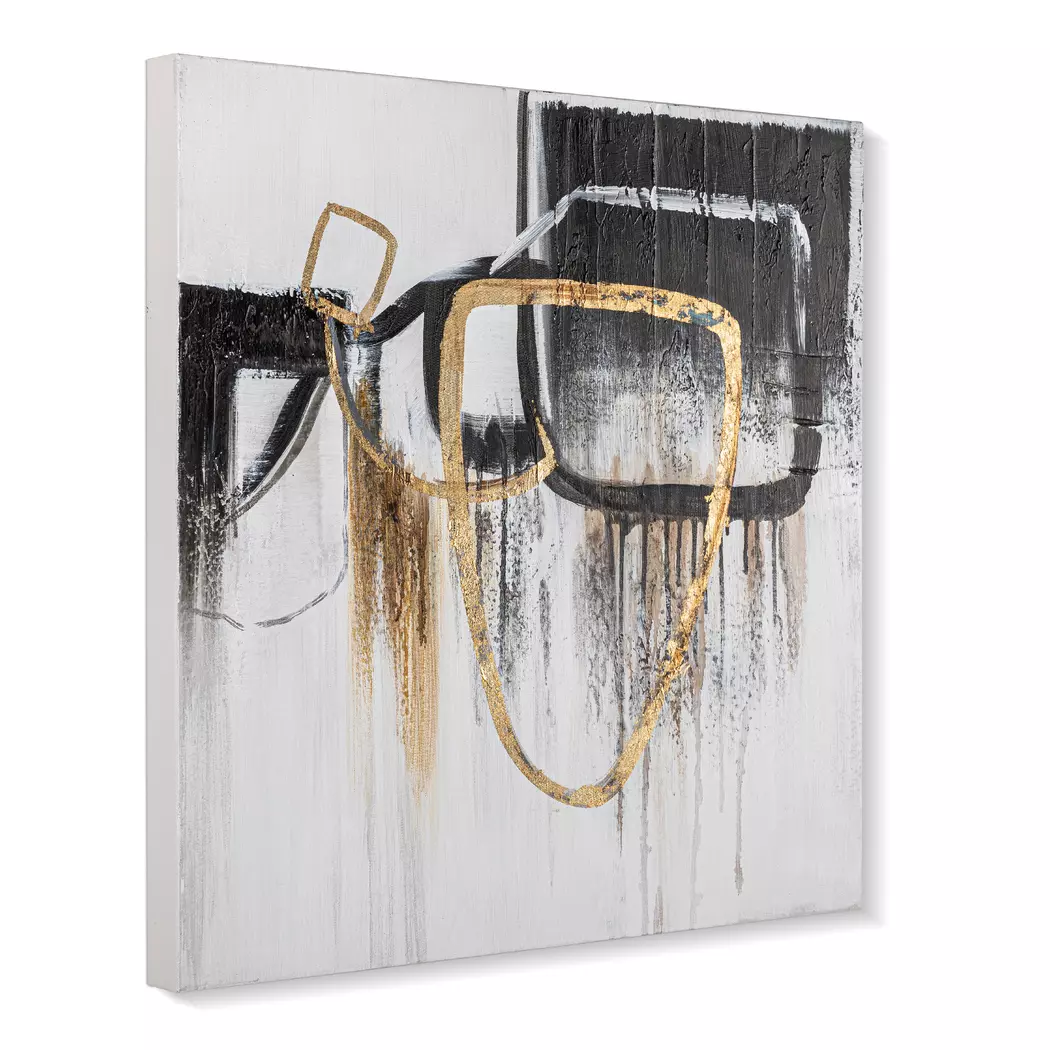 Wandbild 60 x 60 cm Abtrakt Schwarz - Gold II