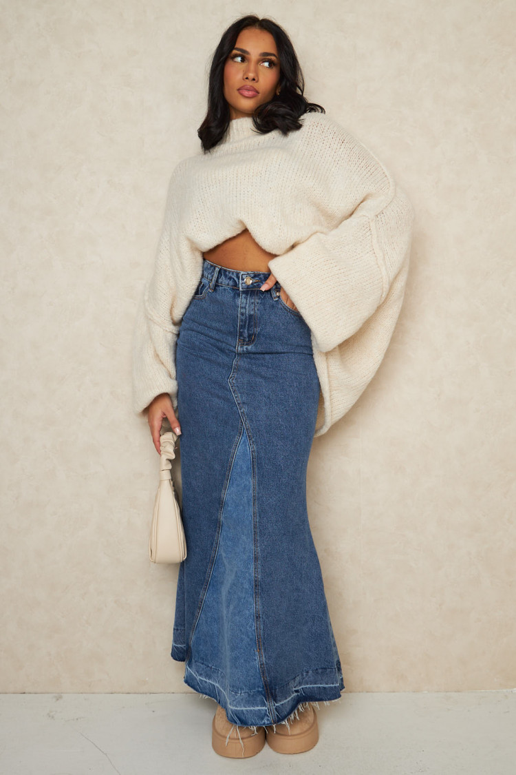 Jupe en jean bleu asymétrique