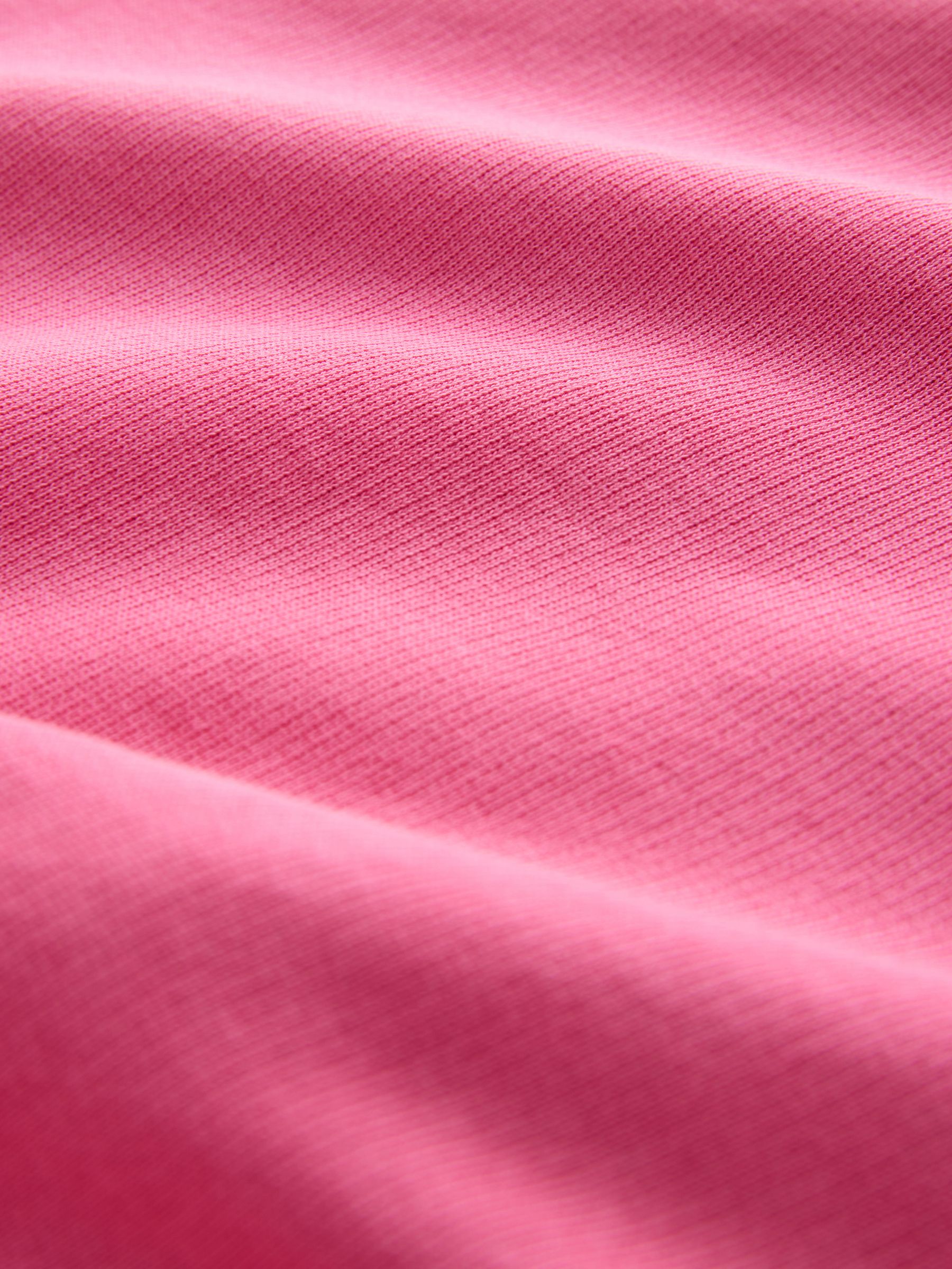 Magenta-roze - Sweatshirt met wassing, ronde hals en ongelijke zoomafwerking van katoen