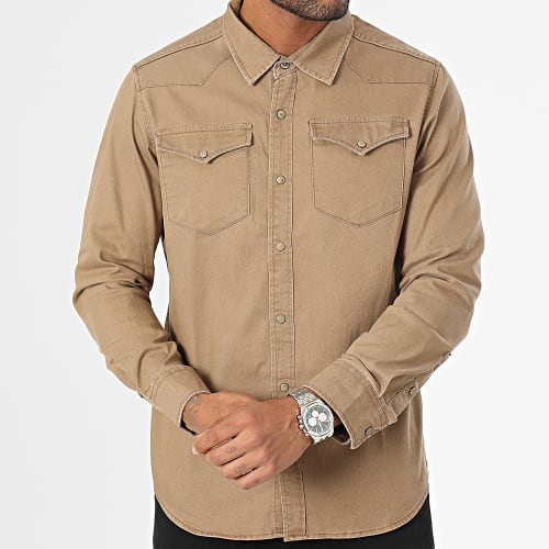 Chemise Manches Longues Beige