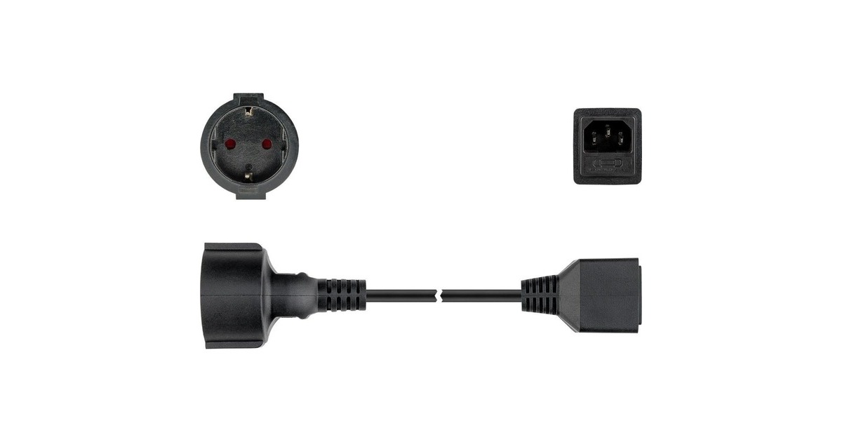 goobayIEC-verlengkabel C14 > stopcontact met randaarde  (Zwart, 1,5 meter)