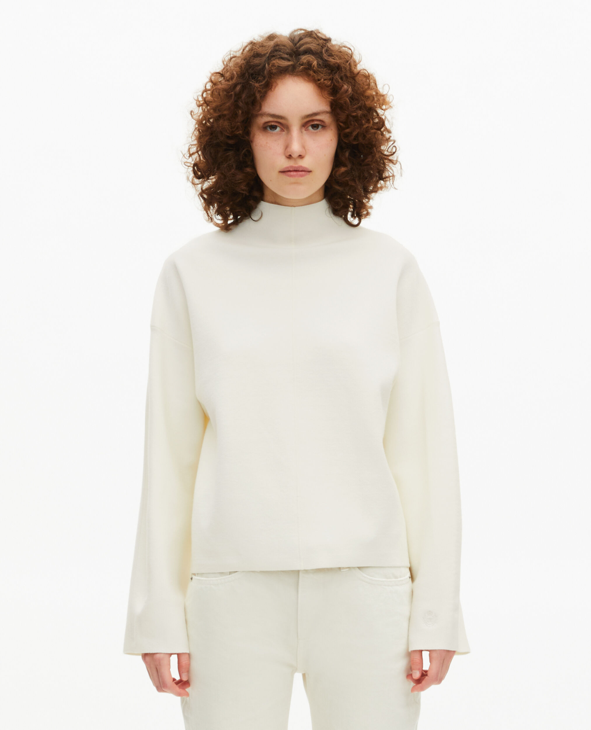 Pull col cheminée blanc