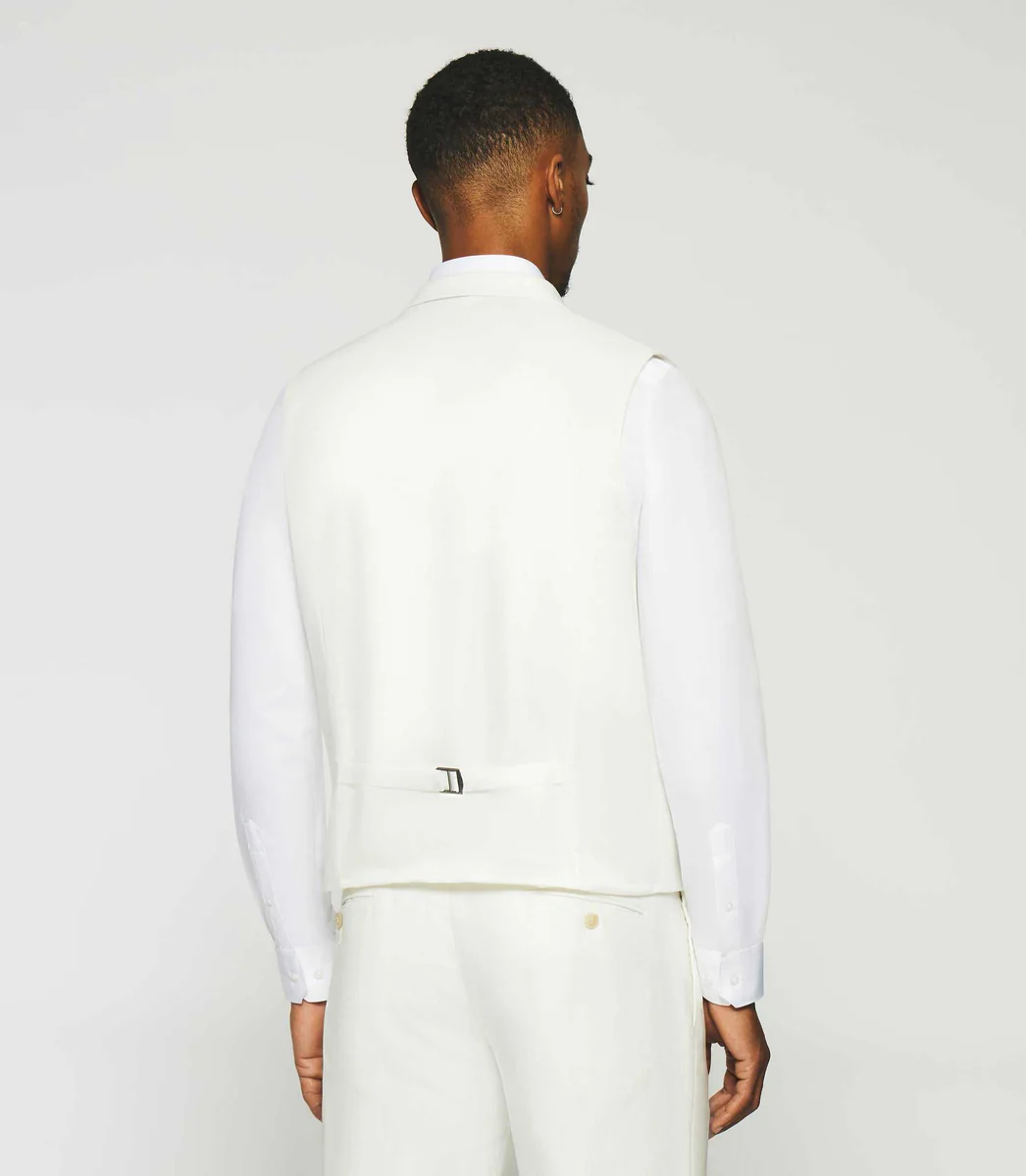 Gilet de costume en lin et coton blanc JCACTUS