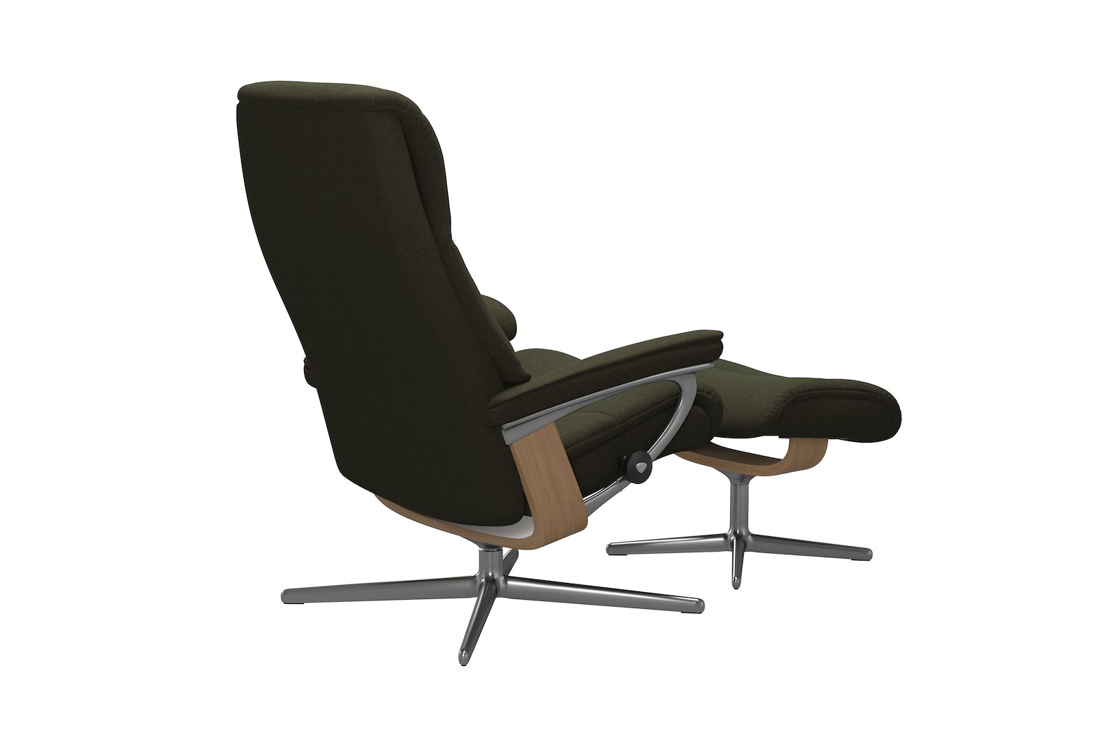 View lenestol med krakk Tekstil Calido Green – Cross understell – Alu – Eik  - Medium