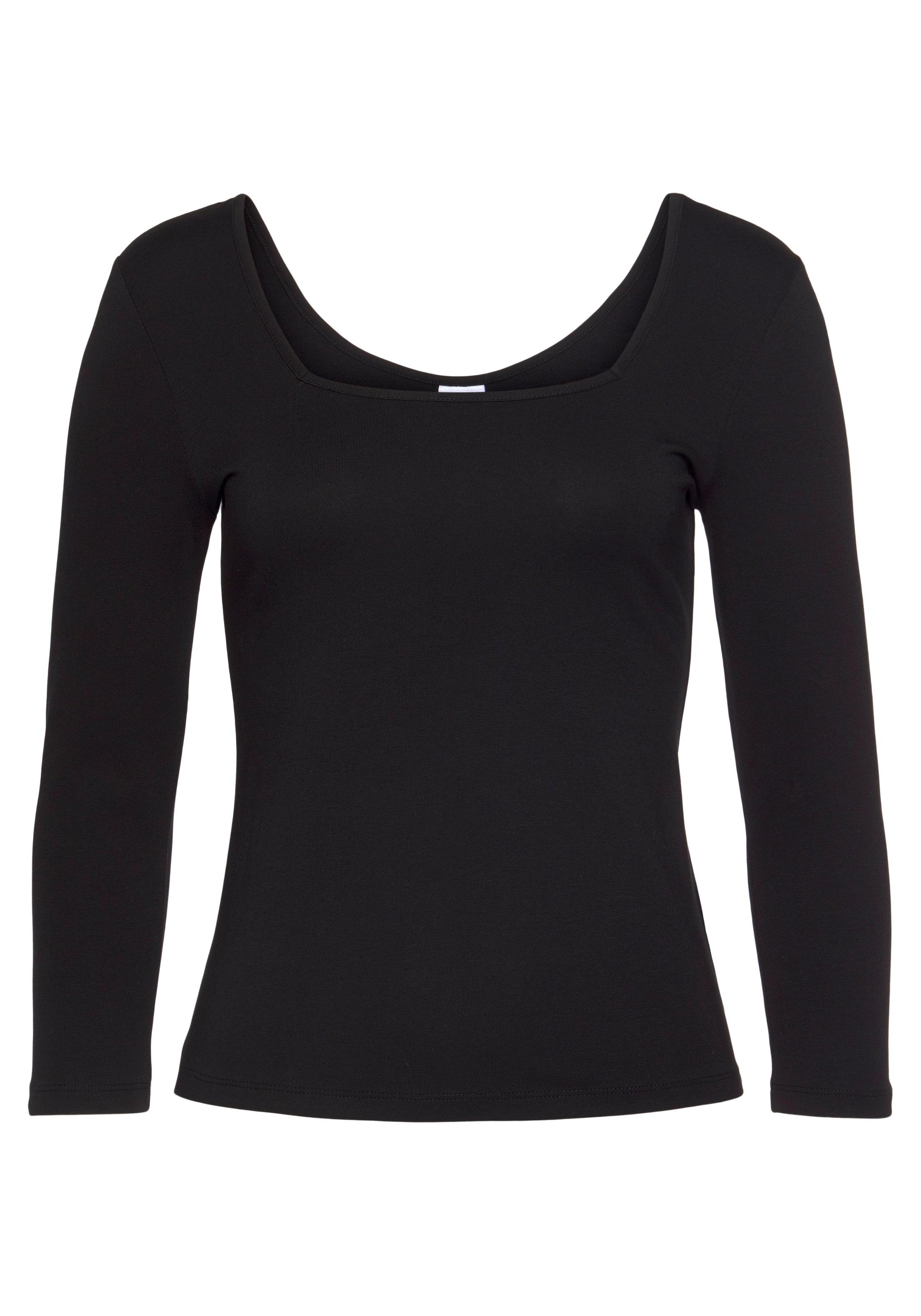 LASCANA Langarmshirt , mit modischem Karree-Ausschnitt, Longsleeve aus Baumwolle, Basic