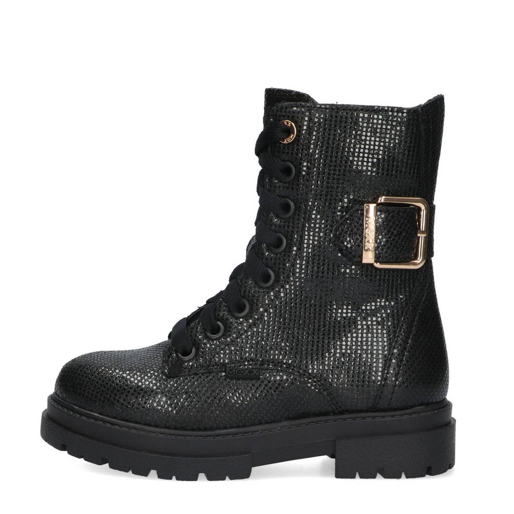 Mexx leren veterboots zwart