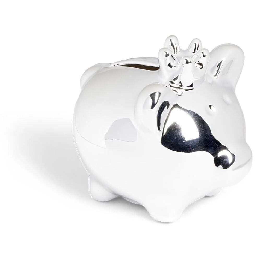 Tirelire cochon argenté 9x7xH8,3cm