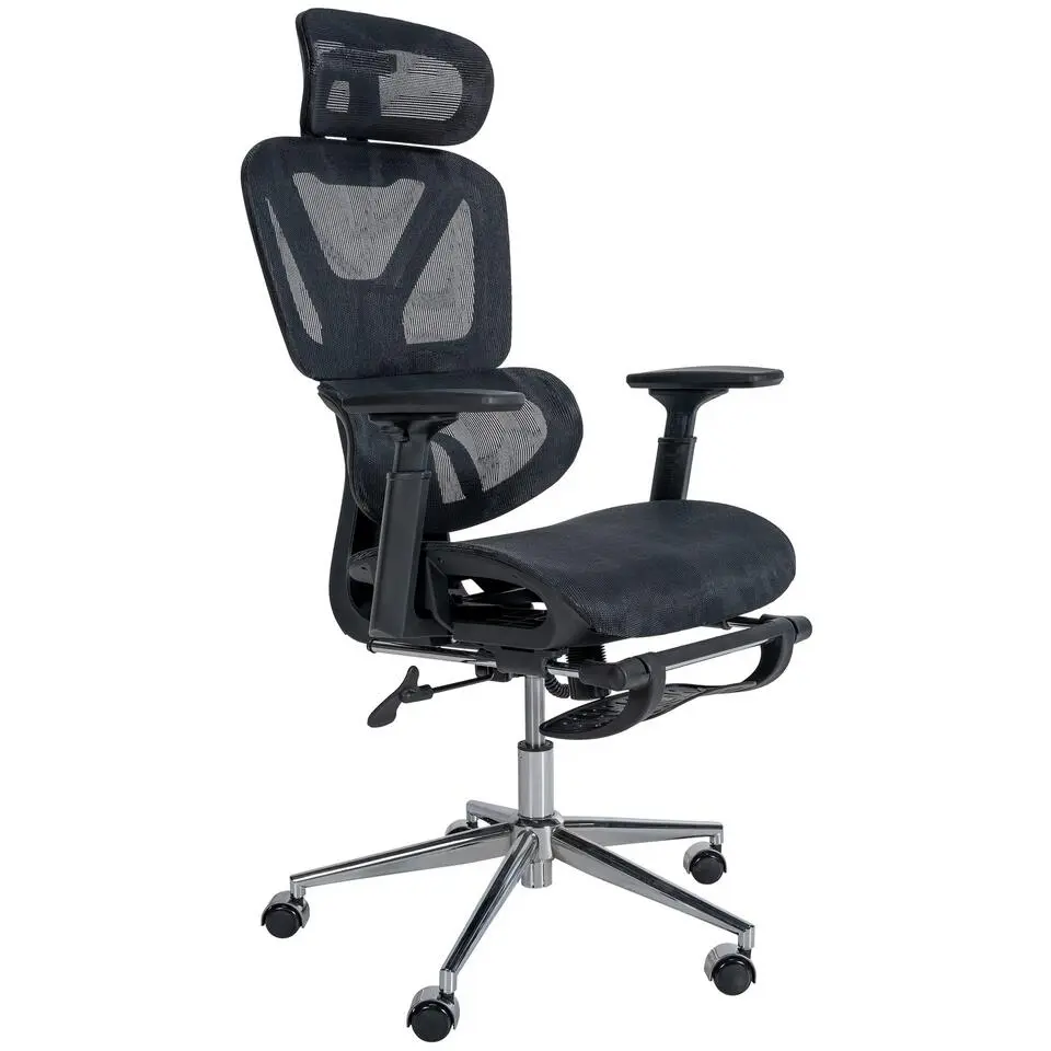 CLP Bureaustoel Grover chroom Frame - Stof - zwart