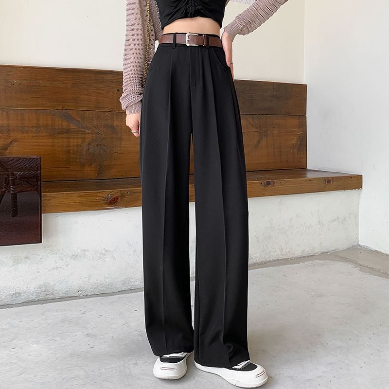 Jaqmine - Hoge taille, effen, rechte broek (verschillende ontwerpen)