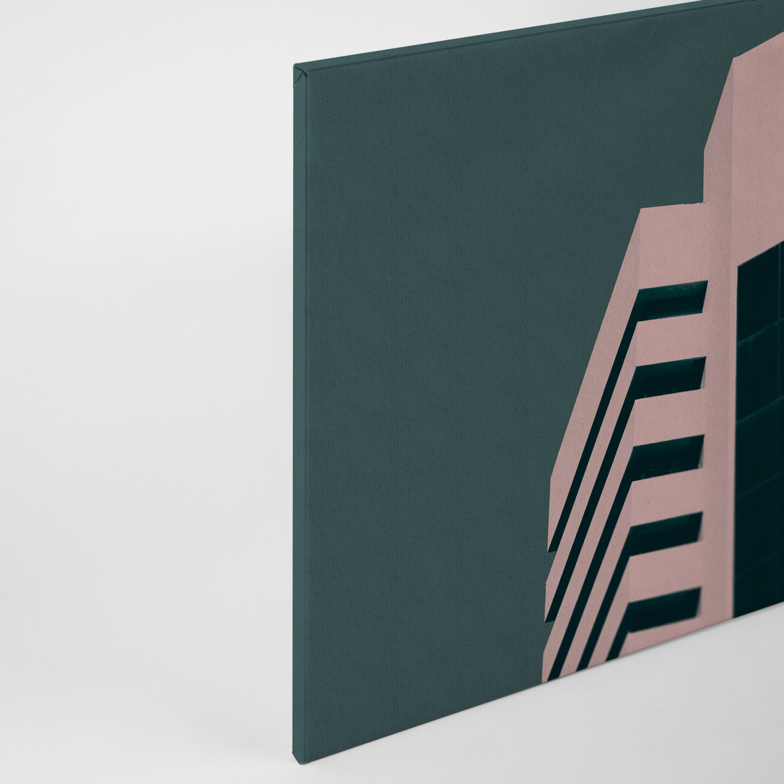 Leinwandbild HOCHHAUS - rosa-grün - 90x60 cm