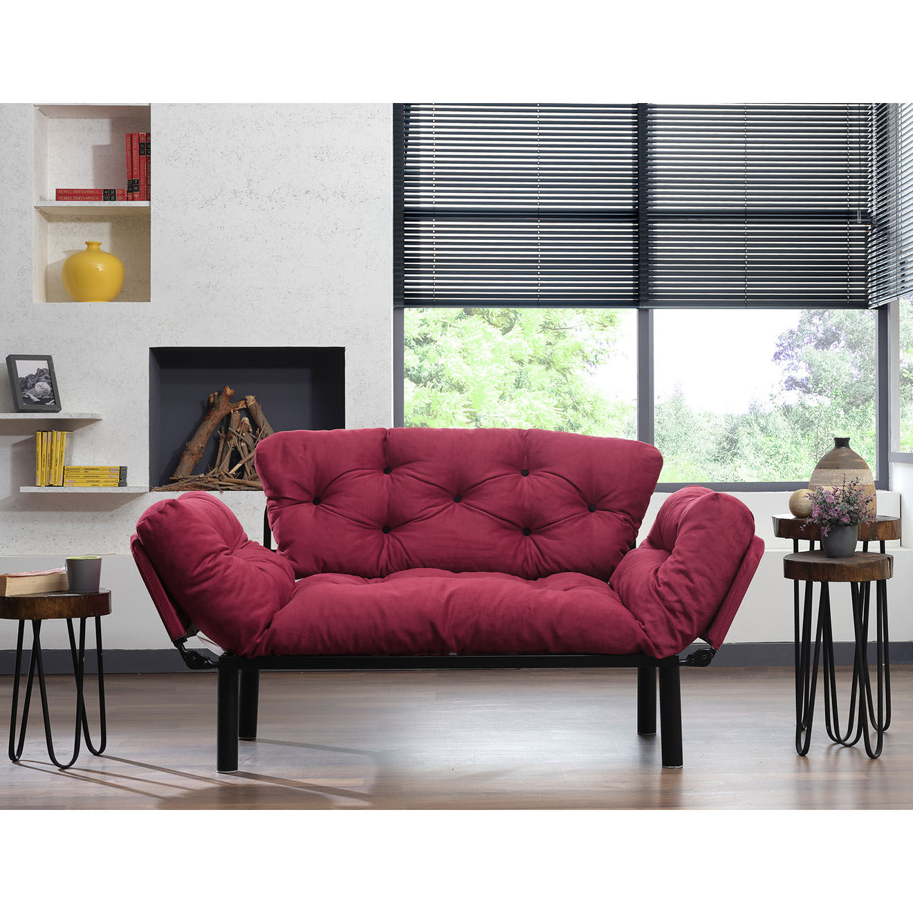 Atelier del Sofa Canapé 2 places convertible Nitta vin - 155x85x73 cm