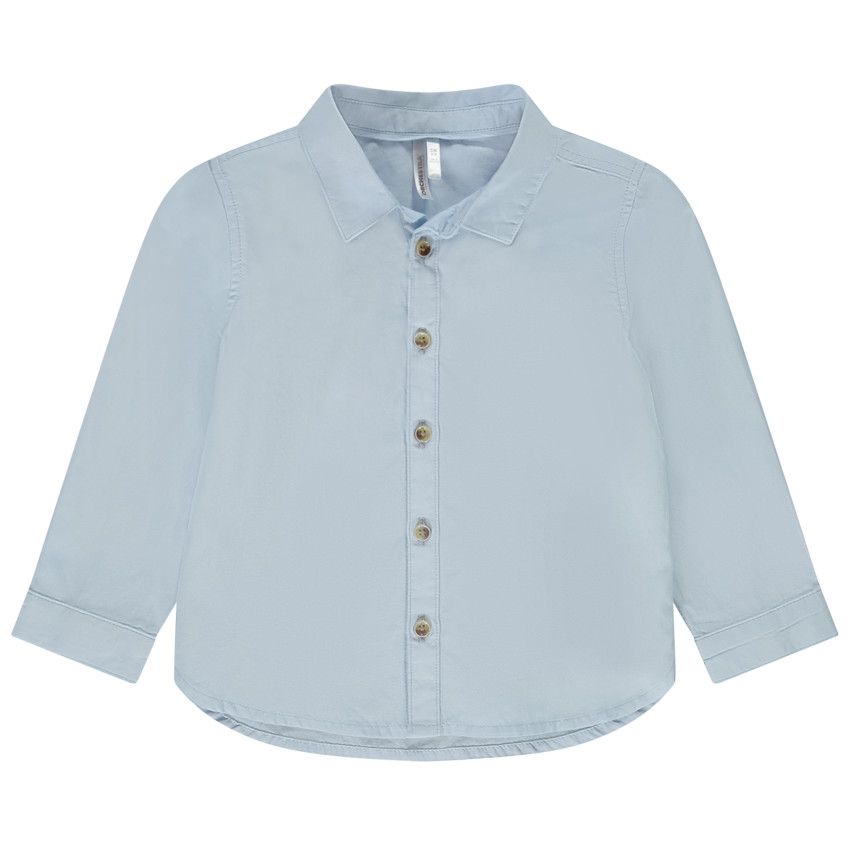 Chemise manches longues unie pour bébé garçon - Bleu