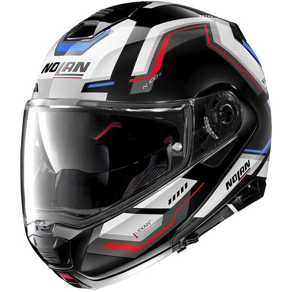 Nolan - Casque N100-5 Upwind N-Com Noir Brillant / Blanc / Rouge / Bleu
