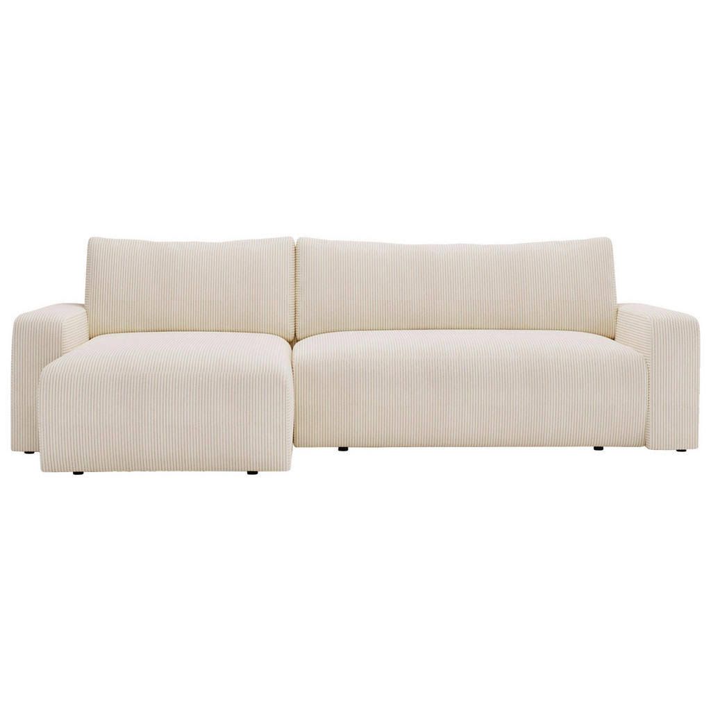 Carryhome Ecksofa Creme Textil 3-Sitzer Füllung Schaumstoff