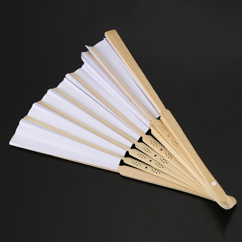 (10er Set) Papier Fächer Faltbare Hochzeit Deko Fächer Paty Handfächer für Gäste - Schwarz / Braun
