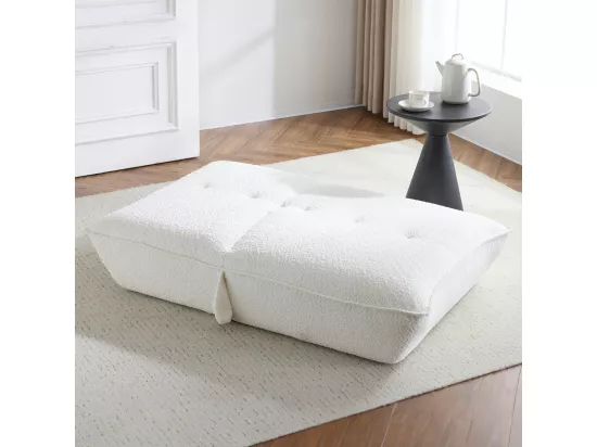 Fauteuil lounge en tissu bouclé beige - Matis