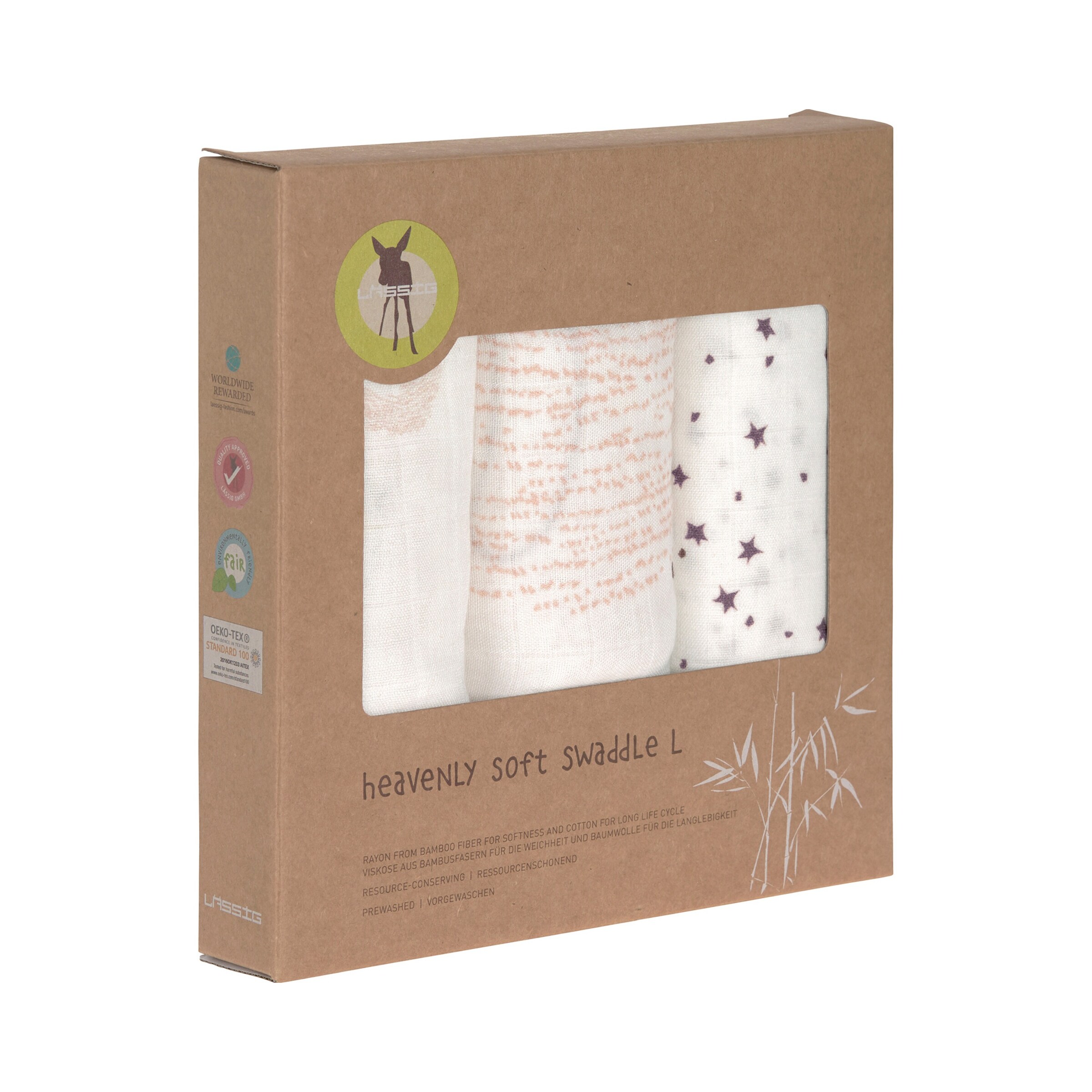 Lässig 3er-Pack Mullwindel Soft Swaddle L 80x80 cm lila Schwan