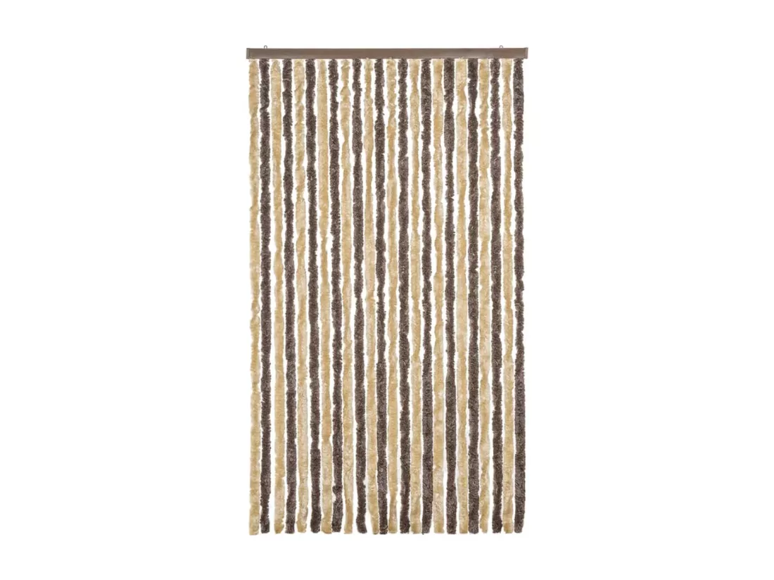 Rideau anti-mouches marron foncé et beige 100x220 cm chenille