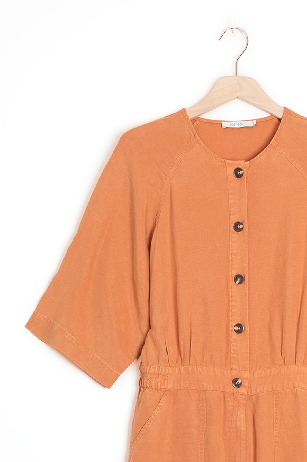 Warm bruine jumpsuit met knopen