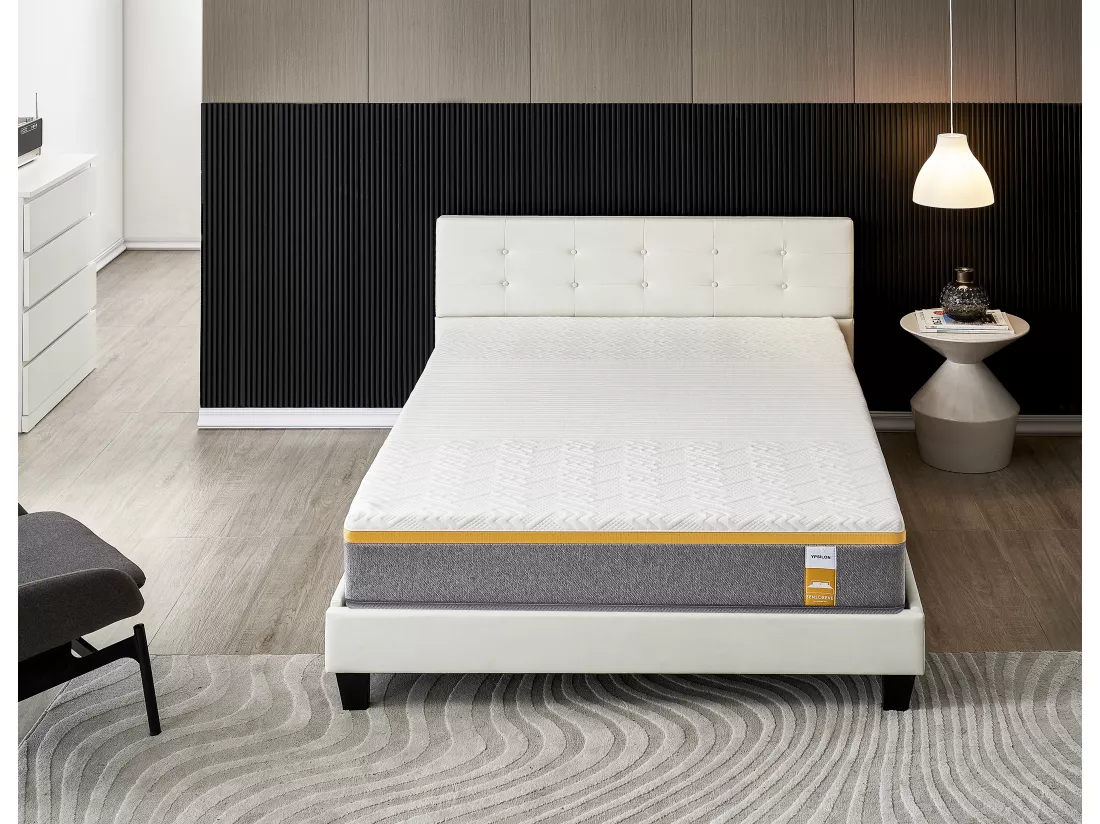 Ensemble Matelas + Lit Avec Tête De Lit 160x200 Cm, Ypsilon Ferme 28cm D’épaisseur